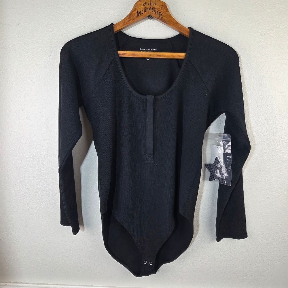 Good American Women's NWT Black Long Sleeve Bodysuit size 5 (XL)